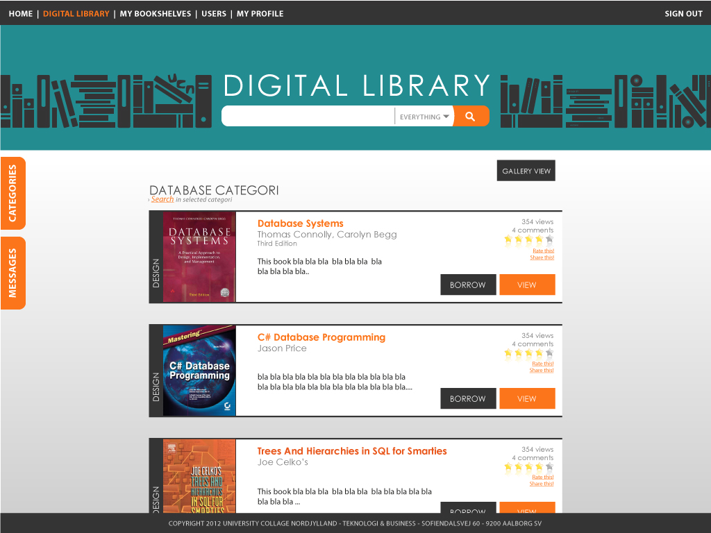Digital Library - listevisning
